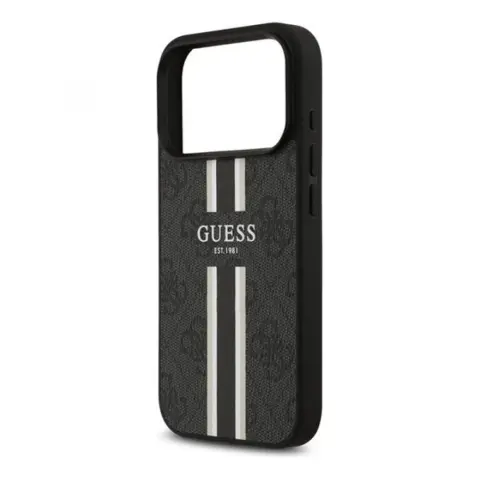 GUESS iPhone 17 Pro Max / iPhone 18 Pro Max GUESS 4G PRINTED STRIPES szilikon telefonvédő ütésállóság MagSafe FEKETE
