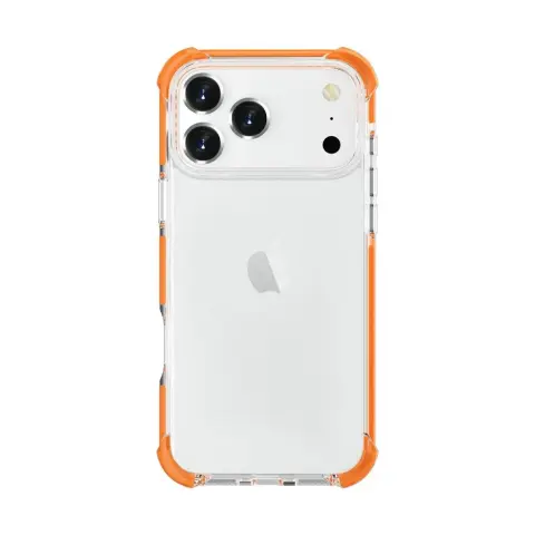 CELLECT Ütésálló szilikon tok iPhone 17 Pro Max / iPhone 18 Pro Max narancssárga-átlátszó