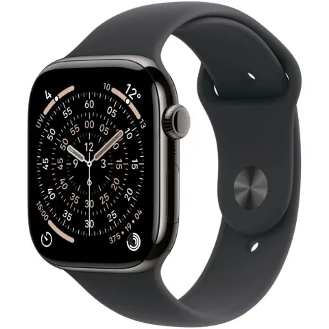 APPLE Watch Series 11 GPS + Cellular 46mm palaszürke titán tok fekete sportszíj M/L