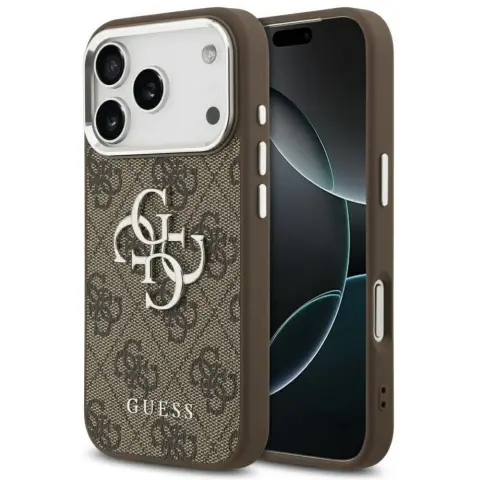 GUESS Big 4G Logo Small Classic Logo tok iPhone 17 Pro Max / iPhone 18 Pro Max barna-ezüst