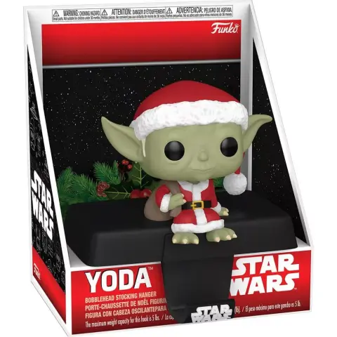 FUNKO Pop Edge-Sitter: Star Wars - Yoda mester figura és zokni akasztó karácsonyi változat