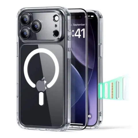 ESR iPhone 17 Pro / iPhone 18 Pro ESR CLASSIC HYBRID szilikon telefonvédő ütésállóság MagSafe + képernyővédő üveg ÁTLÁTSZÓ
