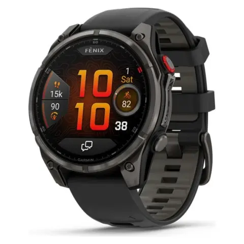 GARMIN Fenix 8 Pro Amoled Sapphire 47mm karbonszürke DLC Titanium fekete/szürke szilikon szíj (ED XD)