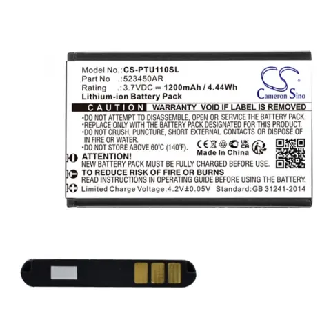 CAMERON SINO Li-Ion battery 3.7V/1200mAh Panasonic 523450AR compatible BLACK
