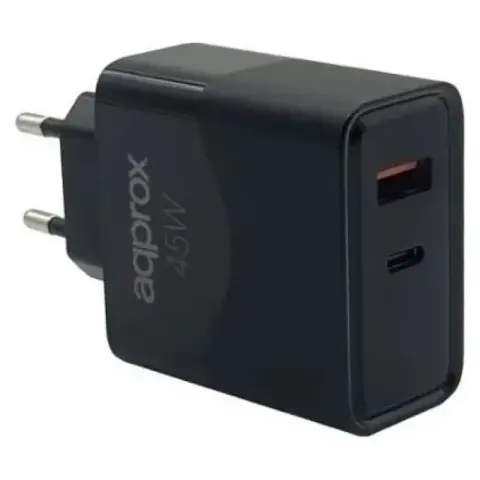 APPROX Wall Charger 45W + USB Type C Cable black