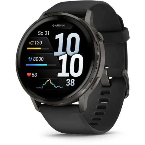 GARMIN Venu 4 45mm sötétszürke fekete szilikon szíjjal (ED)