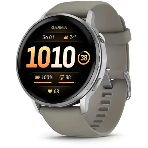 GARMIN Venu 4 45mm ezüst szürke szilikon szíjjal (ED)