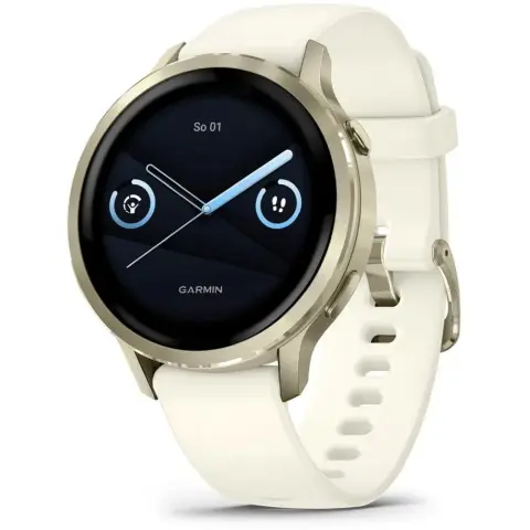 GARMIN Venu 4 41mm Lunar Gold csontszínű szilikon szíjjal (ED)