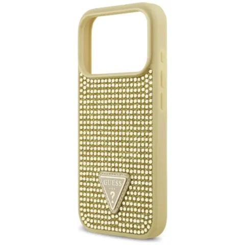GUESS Rhinestone háromszög logós hátlaptok iPhone 17 Pro Max / iPhone 18 Pro Max arany