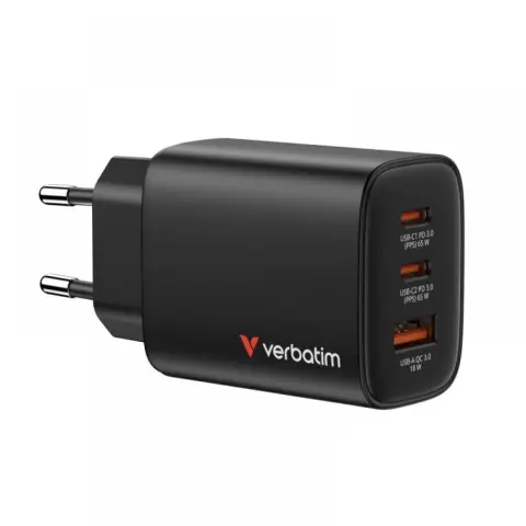 VERBATIM Essentials GaN Wall Charger 65W black