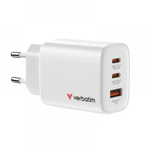VERBATIM Essentials GaN Wall Charger 65W white