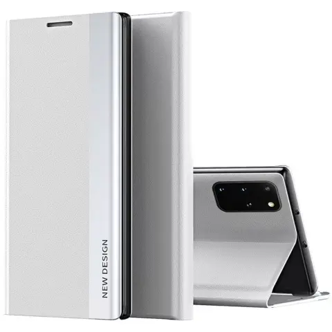WOOZE Silver Line oldalra nyíló tok stand Apple iPhone 15 világosszürke