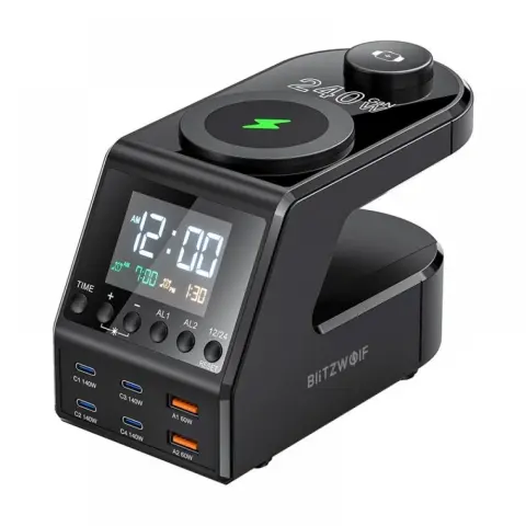 BLITZWOLF BW-FW10 Digitális ébresztőóra töltővel 240W fekete