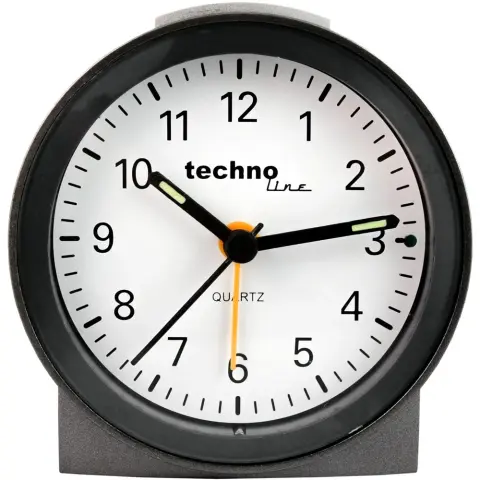TECHNO LINE Model G analog alarm clock black and white
