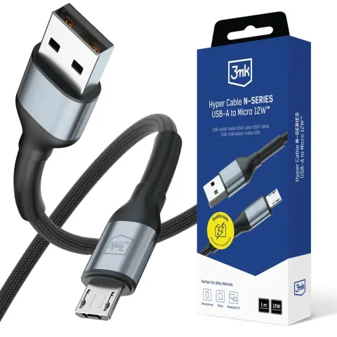 3MK USB Micro USB Átalakító Fekete 1m 5903108680349