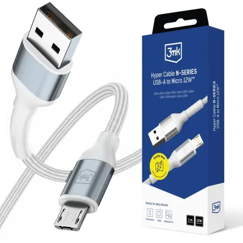 3MK USB Micro USB Átalakító Fehér 1m 5903108680356