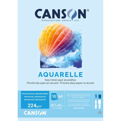 CANSON Akvarellpapír blokk A3 224g 10 ív