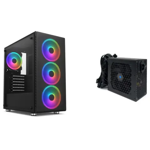 1STCOOL RAINBOW 4 black + 4 pcs RGB fans + 650W power supply