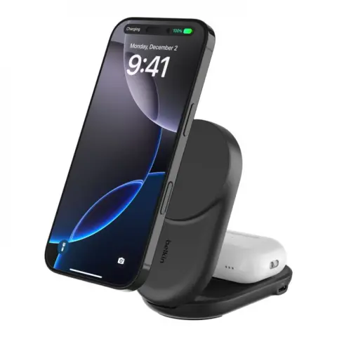 BELKIN UltraCharge 2in1 Összecsukható mágneses vezeték nélküli töltőállomás (kör) fekete