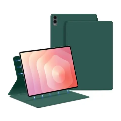 GIGAPACK samsung tab s11 ultra 5g tok álló bőr hatású aktív flip asztali tartó sötétzöld