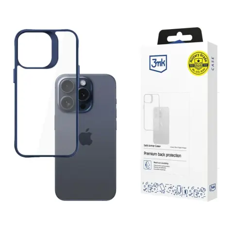 3MK Satin Armor Case+ tok iPhone 15 Pro Max kék-átlátszó