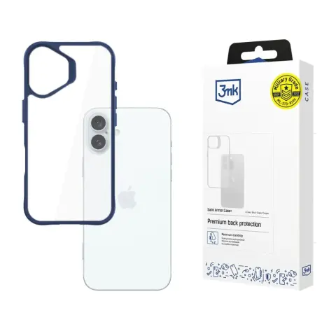 3MK Satin Armor Case+ tok iPhone 16 Plus kék-átlátszó