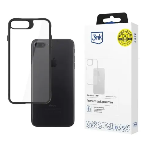 3MK Satin Armor Case+ tok iPhone 7 / 8 / SE 2020 / SE 2022 fekete-átlátszó