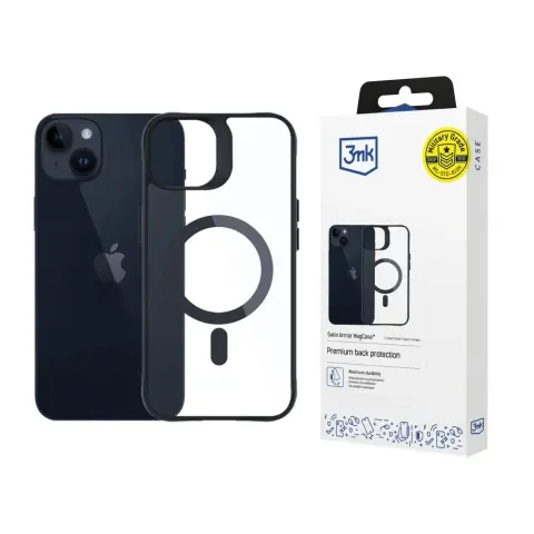 3MK Satin Armor MagCase MagSafe tok iPhone 13 / 14 fekete-átlátszó
