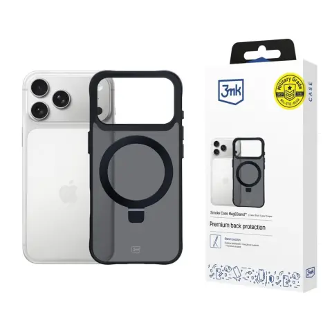 3MK Smoke Case Mag&Stand MagSafe tok iPhone 17 Pro / iPhone 18 Pro füstös fekete