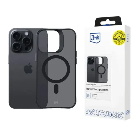 3MK Smoke MagCase MagSafe tok iPhone 15 Pro Max füstös fekete