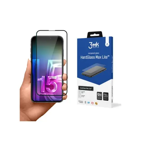 3MK HardGlass Max Lite kijelzővédő iPhone 15 Plus/16 Plus fekete