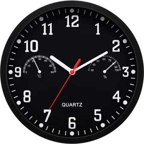 TOO CL-3145-B ceas de perete cu măsurător de temperatură și umiditate negru