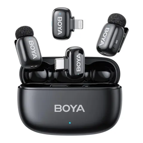 BOYA Mini 2 - 2 porez + 2 kupac (USB-C i Lightning) + 1 kućište za punjenje crno