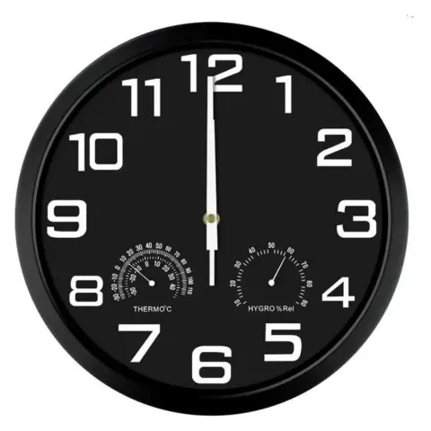 TOO CL-3170-B ceas de perete cu măsurător de temperatură și umiditate negru