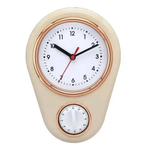 TOO CL-9616 ceas de perete cu temporizator de bucătărie bej-auriu roz