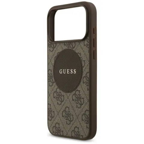 GUESS 4G Round Patch Classic Logo MagSafe tok iPhone 17 Pro Max / iPhone 18 Pro Max barna