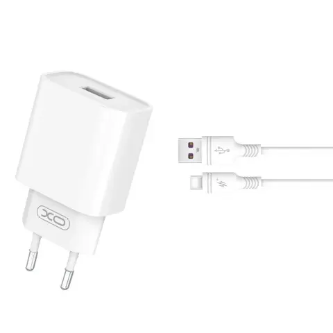 XO CE02D wall charger 18W + USB Type C cable white