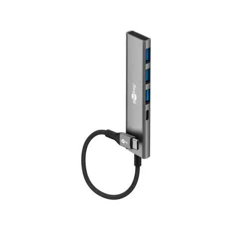 GOOBAY Slim 4-Port USB Hub USB-C to USB-C/USB-A 5 Gbit/s szürke