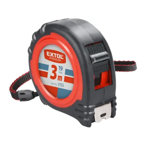 EXTOL 3153 Premium gummiert 2 stoppos Maßband 3m x 19mm