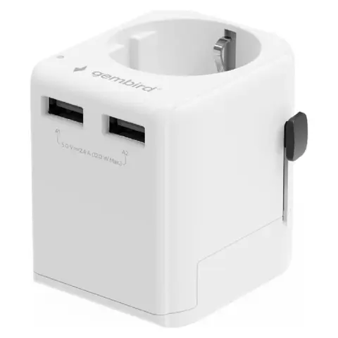 GEMBIRD TPA-EU2A12-01-W 2x USB-A Utazó adapter fehér