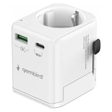 GEMBIRD TPA-EU1A1C20-01-W 1x USB-A 1x USB-C Utazó adapter fehér