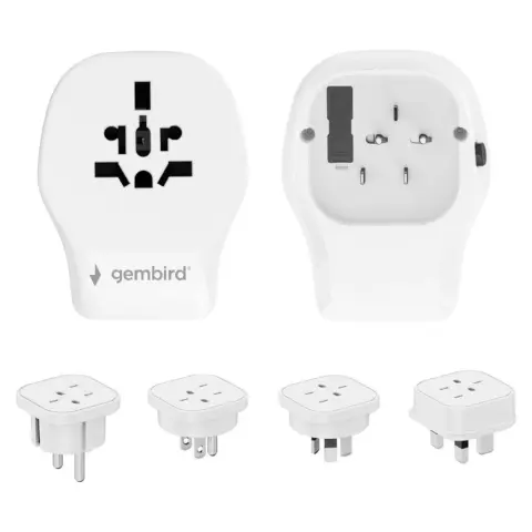 GEMBIRD TPA-1A2C20-02-W 1x USB-A 2x USB-C Utazó adapter fehér