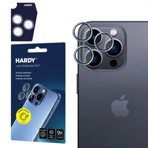 3MK Hardy Lens Protection Pro Kamera lencsevédő iPhone 16 Pro/16 Pro Max titánium ezüst