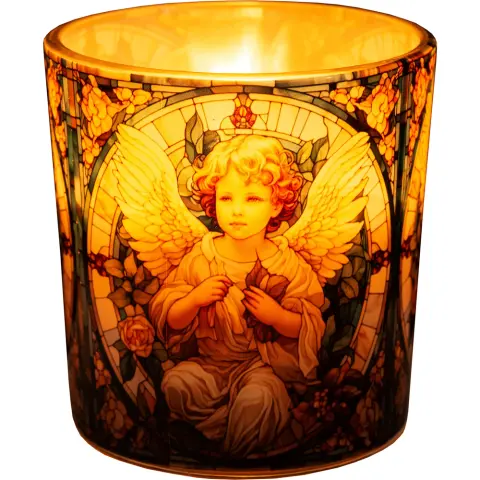 Róma mosaic angel scented tealight in glass cup