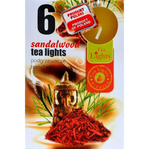Scented tea lights sandalwood pattern 6 pcs