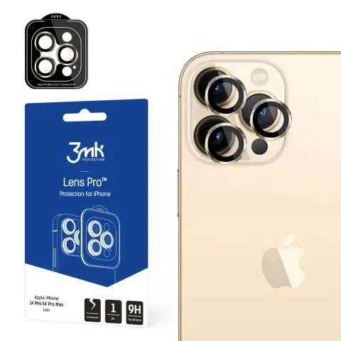 3MK Lens Pro Kamera lencsevédő iPhone 14 Pro/14 Pro Max arany