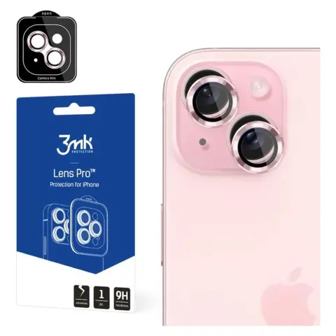 3MK Lens Pro Kamera lencsevédő iPhone 15 rózsaszín