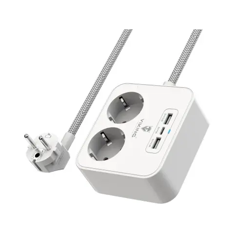 VIKING TECHNOLOGY VAC23 power strip 2 sockets 2x USB-A 1x USB-C 1.5m white