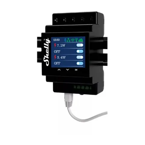 SHELLY ALL-REL-PRO4PM Pro 4PM 1 fázisú DIN-sínre szerelhető fogyasztásmérős WiFi+LAN okosrelé fekete