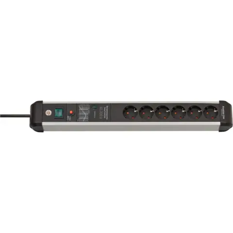 BRENNENSTUHL Premium-Protect-Line 6-way power strip black/aluminum 5m surge protection 1391010601